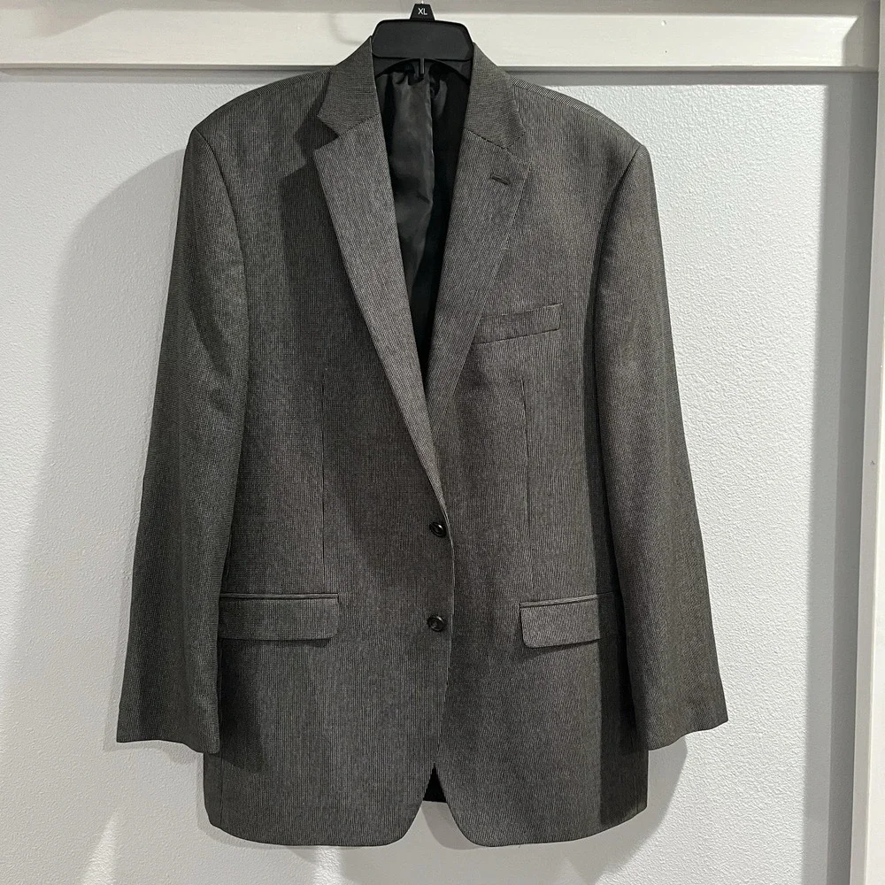 Lauren Ralph Lauren Blazer Sport Coat Mens 44L Gray Elbow Patch 2 Button